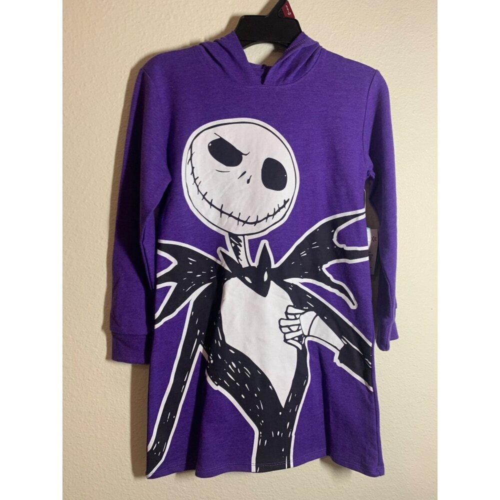 NWT Disney Nightmare Before Christmas Hoodie Dress Girls Size S 6/6X Purple AD4